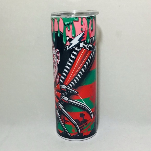 “Freddy Krueger Zip” 20oz Stainless Steel Hot/Cold Straight Tumble - Picture 5 of 5